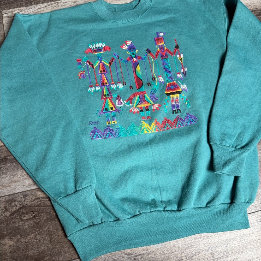 Vintage 1995 Navajo Indian Art Print Sweatshirt Crewneck Large